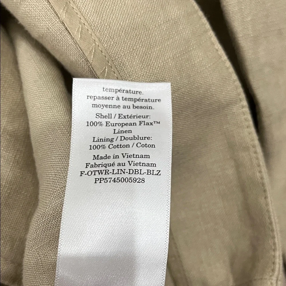 Everlane Beige Linen Double Breasted Blazer Size 14 - Picture 6 of 6